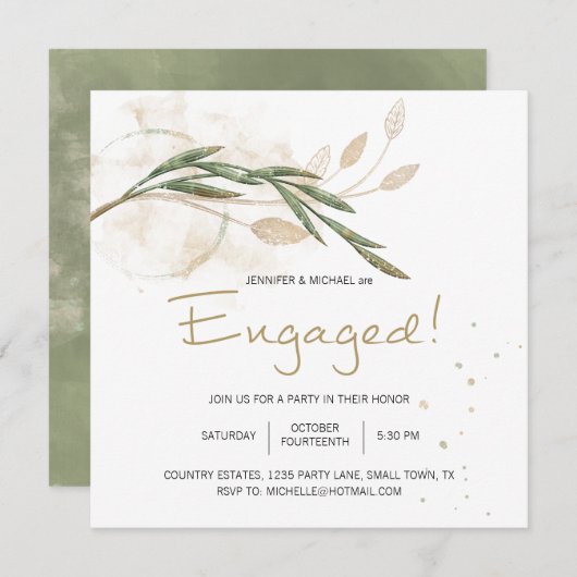 Goldrausch Grüne Blüte Elegante Verlobung (Vorne/Hinten)