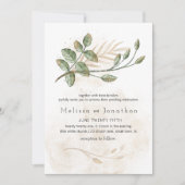 Goldrausch Grüne Blütenwelt Elegante Hochzeit Einladung (Vorderseite)