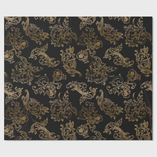 Goldrausch | Imitate Schwarzer Marmor Geschenkpapier (Flach)