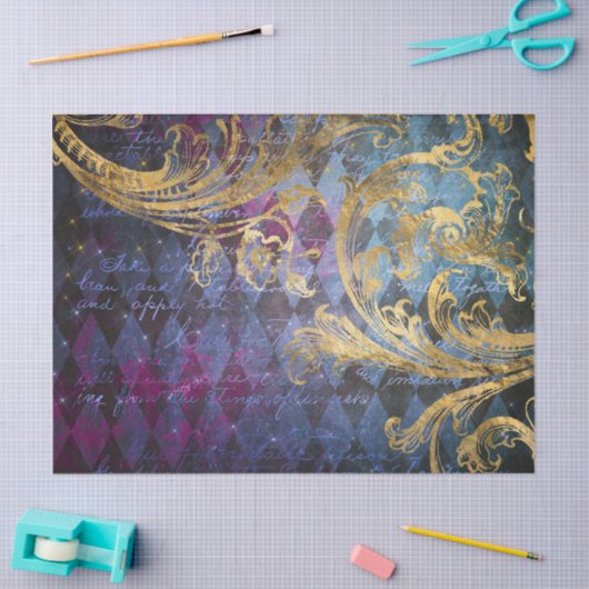 Goldrausch in Lila und blauen Dekoupage Seidenpapier (Basteln)