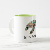 Goldrausch-Meeresschildkröte Zweifarbige Tasse (Vorderseite Links)