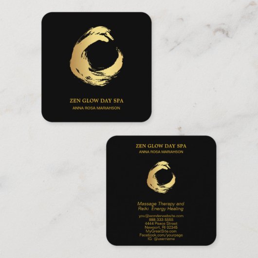 *~* Goldrausch Zen Meditation Yoga Reiki Abstrakt Quadratische Visitenkarte (Vorne/Hinten)