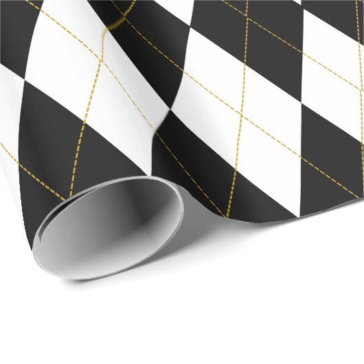 GoldRauten-Muster des Schwarz-| des Weiß-| Geschenkpapier (Rolleneckpunkt)
