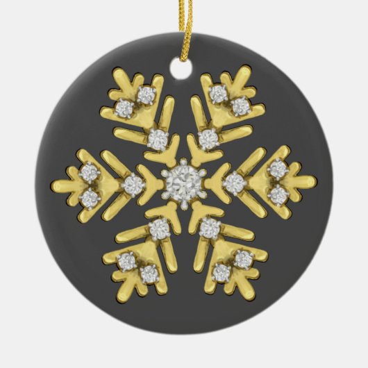 Goldrautenschneeflocke Keramik Ornament (Vorne)