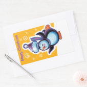 Goldrechteckiger Aufkleber in Weihnachten Pinguin  (Umschlag)