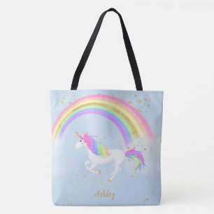 Goldregenbogen der Unicorn-personalisierter Tasche