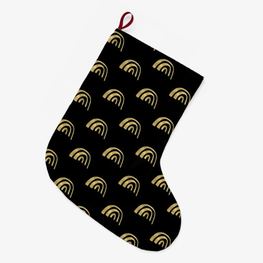 Goldregenbogen und schwarz  großer weihnachtsstrumpf (Vorderansicht (hängend))
