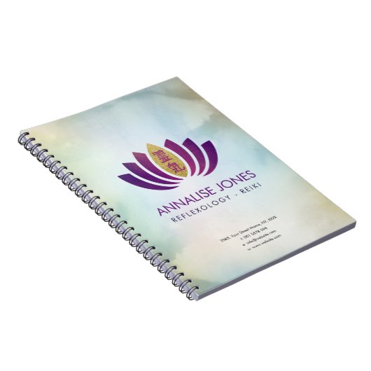 GoldReiki heilendes Symbol in Lotus-Blumenblättern Notizblock (Rechte Seite)