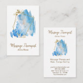 *~* GoldReiki Massageblauer abstrakter Watercolor Visitenkarte (Vorne/Hinten)