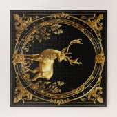 Goldrentiere, Gold und schwarze Zierrahmen Puzzle (Horizontal)