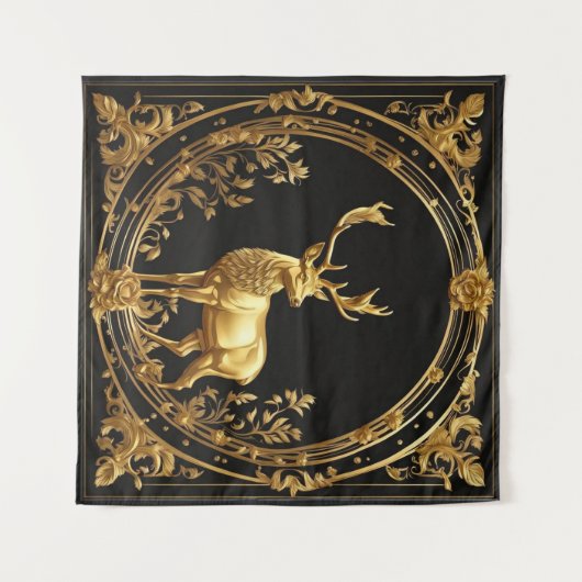 Goldrentiere, Gold und schwarze Zierrahmen Wandteppich (Vorderseite (Horizontal))