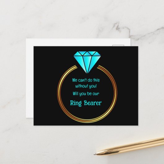 Goldring auf schwarzem Hintergrund Ankündigungspostkarte (Vorderseite/Rückseite Beispiel)