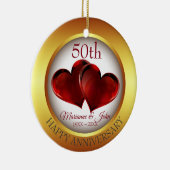 Goldring und rote Herzen Keramik Ornament (Rechts)