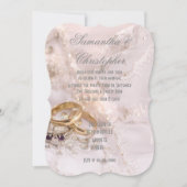 Goldringe auf Brautkleid Hochzeit Einladung (Vorderseite)