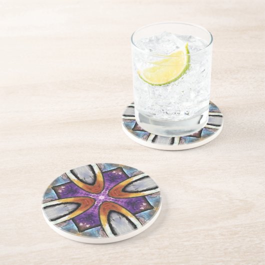 Goldrings mit Lila Fliesen Untersetzer (Seite)