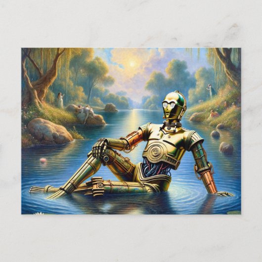 Goldrobot Ophelia im Wasser Postkarte (Vorderseite)