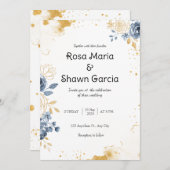 Goldromantische Hochzeitsfeier Einladung (Vorne/Hinten)