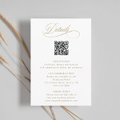 Goldromantische Kalligrafie QR Code Hochzeitdetail Begleitkarte
