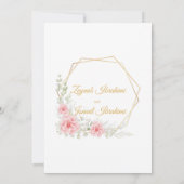Goldromantische rosa florale islamische Hochzeit Einladung (Rückseite)