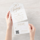 Goldromantische Wirble Kalligrafie-Hochzeit All In One Einladung (Abreißen)