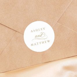Goldromantische Wirble Kalligrafie-Hochzeit Runder Aufkleber