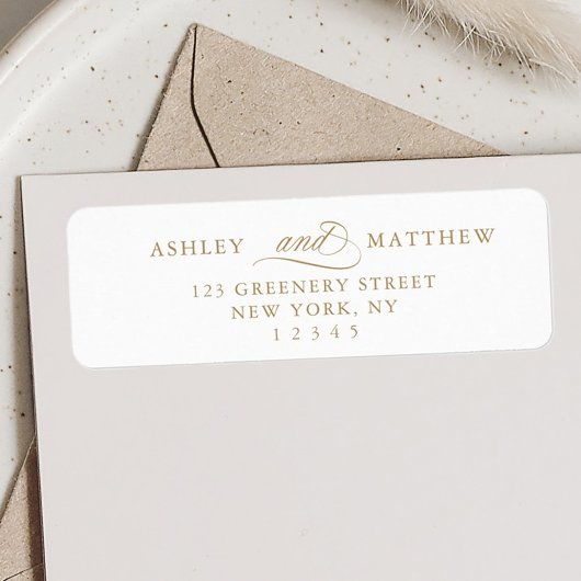 Goldromantische Wirble Kalligraphie-Rücksendeadres