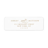 Goldromantische Wirble Kalligraphie-Rücksendeadres (Vorne)