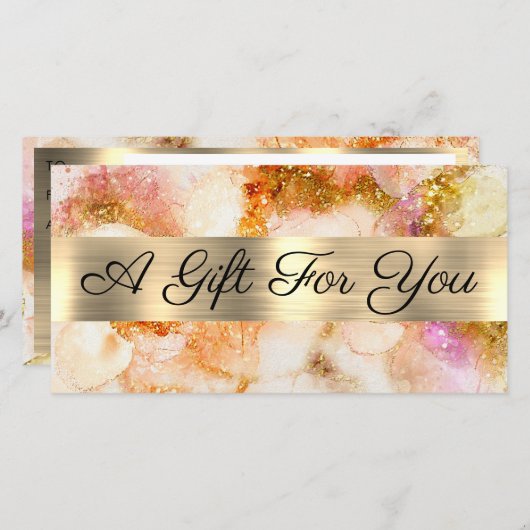 goldrosa Aquarellfarben - Imitate Geschenkgutschei (Vorne/Hinten)