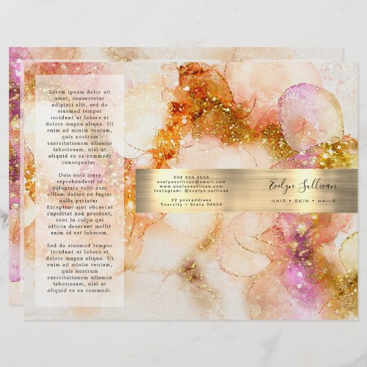 goldrosa Aquarellfolie Imitat Broschüre (Vorne/Hinten)