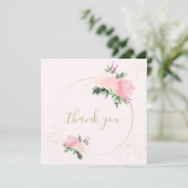 Goldrosa Bläserromantische Hochzeit Dankeskarte (Stehend Vorderseite)