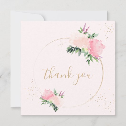 Goldrosa Bläserromantische Hochzeit Dankeskarte (Vorderseite)