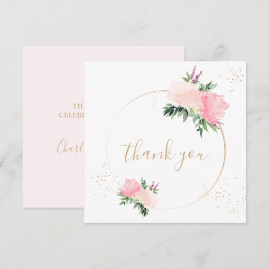 Goldrosa Bläserromantische Hochzeit Dankeskarte (Vorne/Hinten)