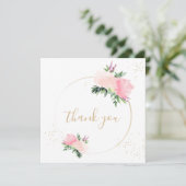 Goldrosa Bläserromantische Hochzeit Dankeskarte (Stehend Vorderseite)