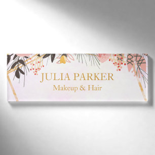 Goldrosa Blumen Namenschild