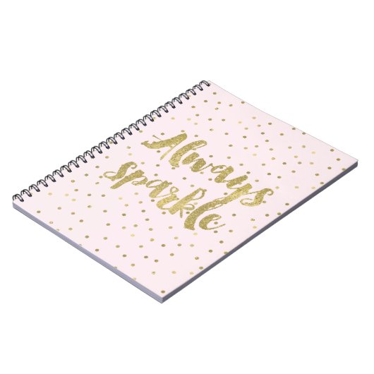 Goldrosa Confetti-inspirierend Zitat-Schein Notizblock (Linke Seite)