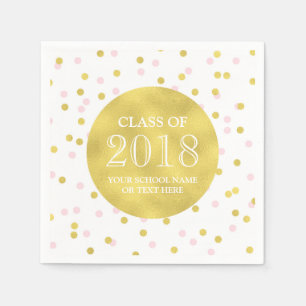Goldrosa Confetti-Klasse von Abschluss 2018 Serviette