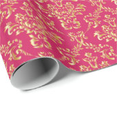 Goldrosa Damast-Packpapier Geschenkpapier (Rolleneckpunkt)