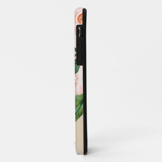 Goldrosa Elfenbein Aquarellblume mit Ihrem Namen Case-Mate iPhone Hülle (Hinten/Links)