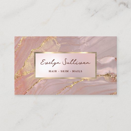 Goldrosa Flüssigmarmorkarte Visitenkarte (Vorderseite)