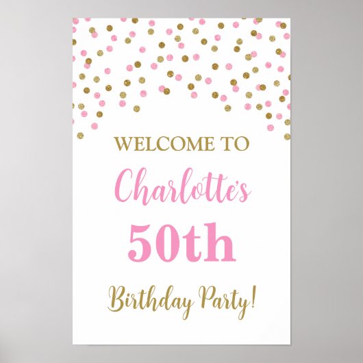 Goldrosa Geburtstagsparty Custom 20x30 Poster (Vorne)