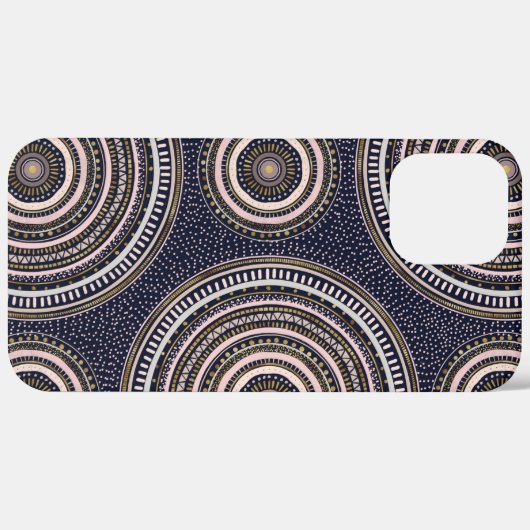 Goldrosa geometrische Doodles Blue Mandala Case-Mate iPhone Hülle (Rückseite / Rechts)