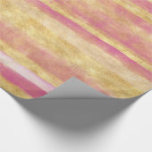 Goldrosa Glitz-Streifen Geschenkpapier (Ecke)