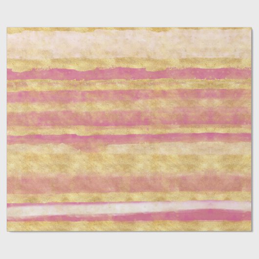 Goldrosa Glitz-Streifen Geschenkpapier (Flach)