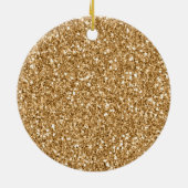 Goldrosa Glitzy-Glitzer Monogram personalisiert Keramik Ornament (Hinten)