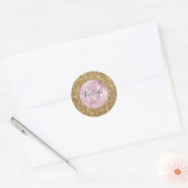 Goldrosa Glitzy-Glitzer Monogram personalisiert Runder Aufkleber (Umschlag)