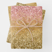 Goldrosa Glitzy Sparkle Glitzer Geschenkpapier Set (Beispiel)
