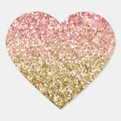 Goldrosa Glitzy Sparkle Glitzer Herz-Aufkleber (Vorderseite)
