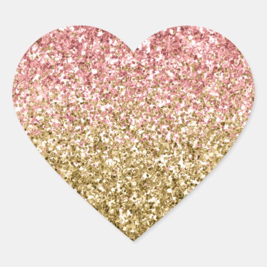 Goldrosa Glitzy Sparkle Glitzer Herz-Aufkleber (Vorderseite)