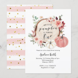 Goldrosa Kürbis dreht eine Einladung