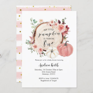 Goldrosa Kürbis dreht eine Einladung